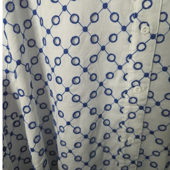 ALEXIS x Target Mini Dress Plus White Blue Dot Tulip Sleeve Eyelet Shirt 3X NWOT - Picture 9 of 12